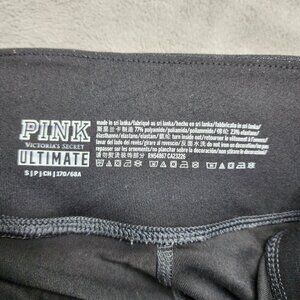 Victorias Secret PINK Ultimate Women's SMALL Black Sparkle Leggings Pockets